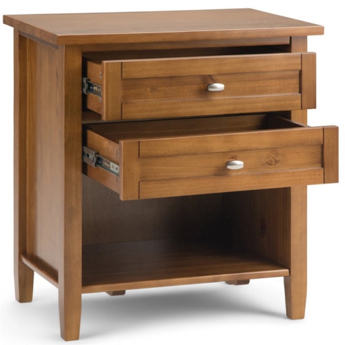 Trent Home Wood 24" Transitional Bedside Nightstand Table in Light Golden Brown