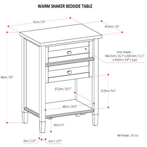 Trent Home Wood 24" Transitional Bedside Nightstand Table in Light Golden Brown