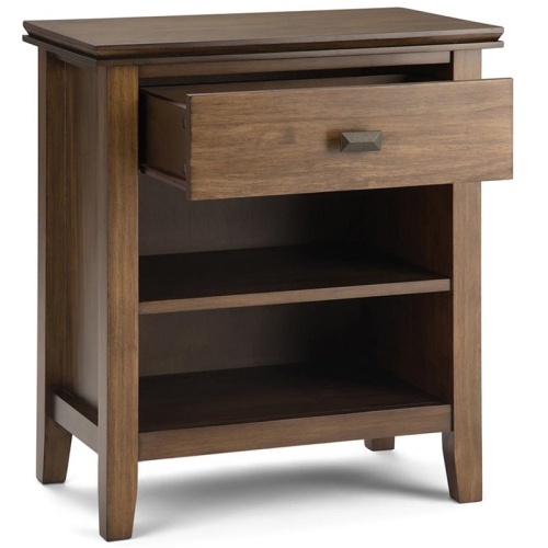 Trent Home Wood 24" Transitional Bedside Nightstand in Rustic Natural Brown