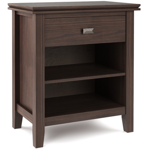 TRENT HOME  Wood 24" Transitional Bedside Nightstand Table In Warm Walnut In Brown