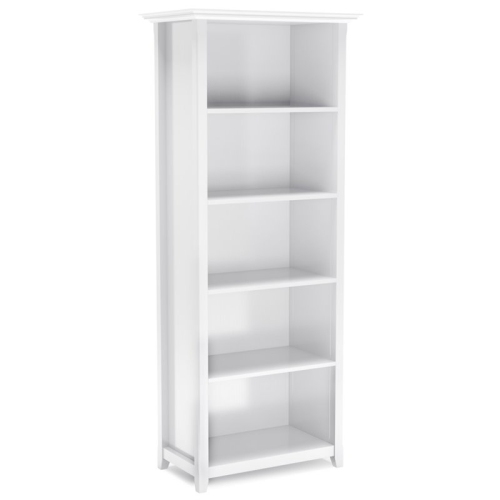 TRENT HOME  Solid Wood 70" Tall 5-Shelf Bookcase In White