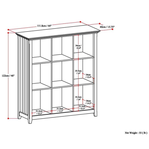 Trent Home Wood Transitional 9 Cube Bookcase and Unit in Black