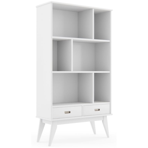 TRENT HOME  Solid Hardood 64 " X 35 " Mid-Century Bookcase And Storage In White