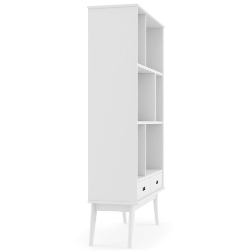 Trent Home Solid Hardood 64 " x 35 " Mid-Century Bookcase and Storage in White