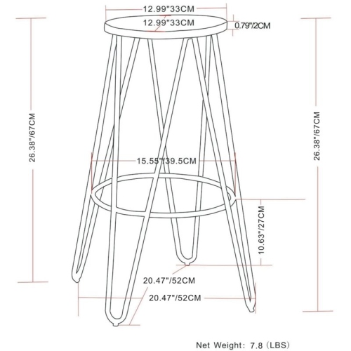 Trent Home 26" Industrial Counter Stool in Natural and Black