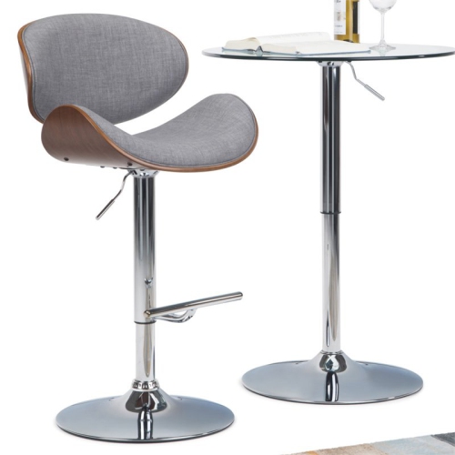 Trent Home Contemporary Adjustable Bar Stool in Gray and Brown