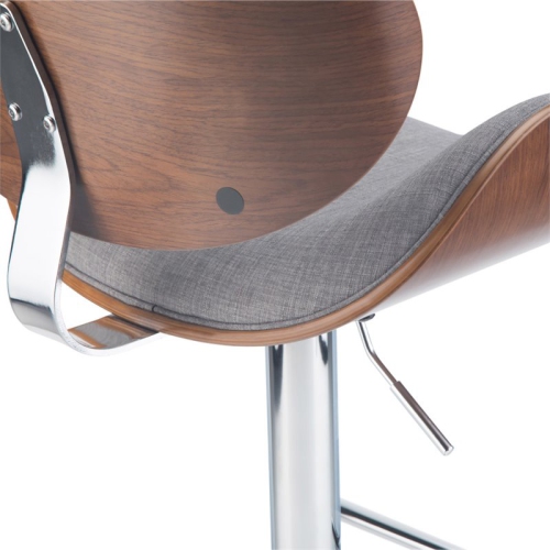 Trent Home Contemporary Adjustable Bar Stool in Gray and Brown