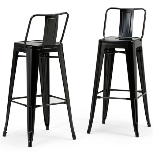 TRENT HOME  Contemporary 30" Metal Bar Stool In (Set Of 2) In Black