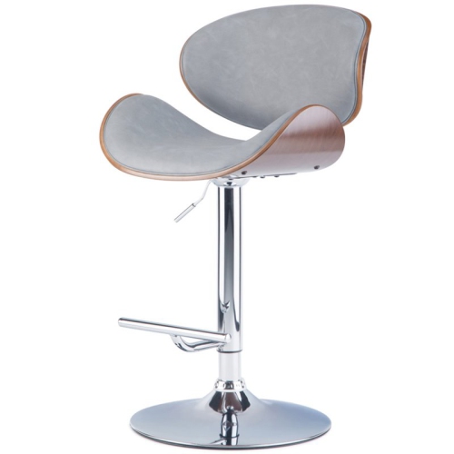 Trent Home Adjustable Height Gas Lift Bar Stool in Stone Gray Faux Leather
