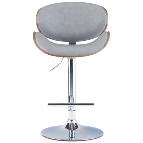 Trent Home Adjustable Height Gas Lift Bar Stool in Stone Gray Faux Leather