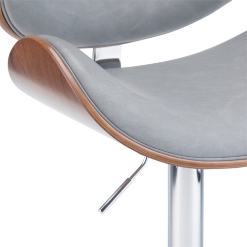 Trent Home Adjustable Height Gas Lift Bar Stool in Stone Gray Faux Leather