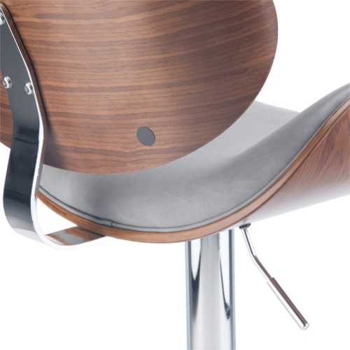 Trent Home Adjustable Height Gas Lift Bar Stool in Stone Gray Faux Leather