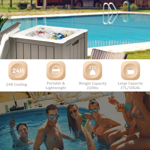 Costway 10 Gallon Ice Cooler w/ Built-in Handles and Detachable Lid