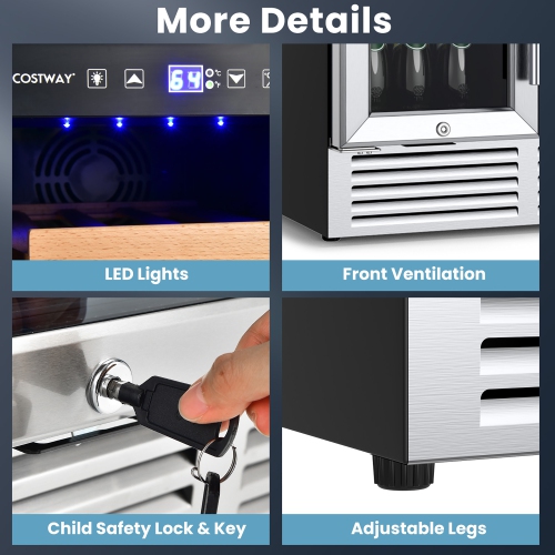 Réfrigérateur refroidisseur de vin et de boissons à double zone de 24 pouces