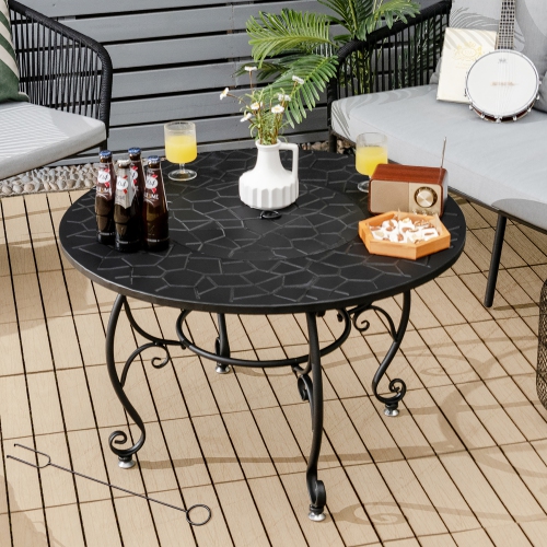 Costway 35.5" Patio Fire Pit Dining Table Charcoal Wood Burning W/ Cooking BBQ Grate