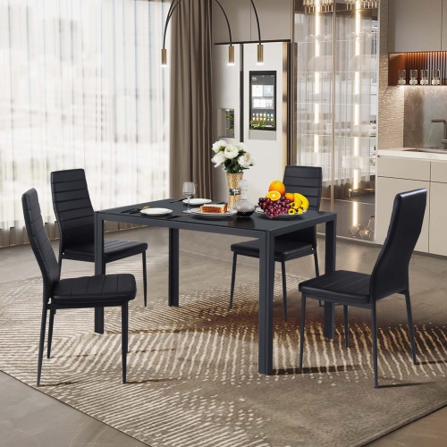 Costway Dining Chairs Set of 4 Modern Leather Metal Side Chair for Dinning Room Kitchen