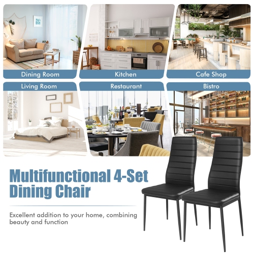 Costway Dining Chairs Set of 4 Modern Leather Metal Side Chair for Dinning Room Kitchen