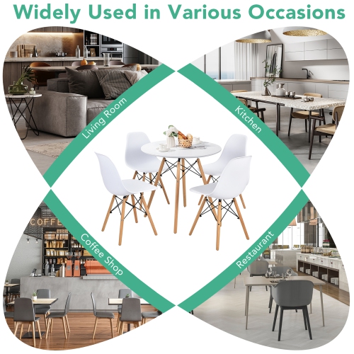 Costway Dining Table Set Modern 5 PCS For 4 Round Dining Room Table Set W/Solid Wood Leg