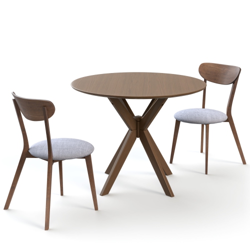 Costway 3 PCS Dining Table Set Modern Round Kitchen Table and Chairs Set for Dining Room
