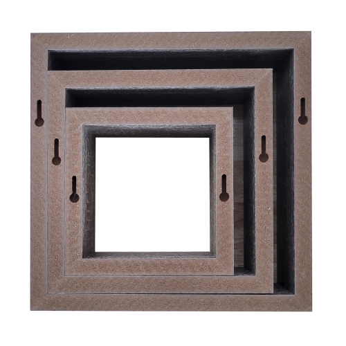 ITY International - Set of 3 Square Wooden Shelves, Taupe Grey