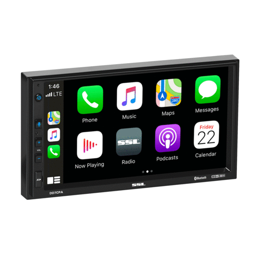 Sound Storm Laboratories DD7CPA Apple CarPlay Android Auto Car Multimedia Player, Double-Din, 7" Capacitive Touchscreen, Bluetooth, USB, SD, Aux AV,