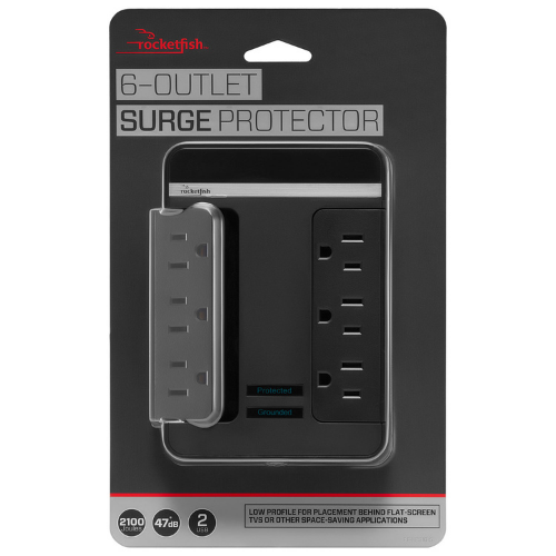 Open Box - Rocketfish RF-HTS1615 6-Outlet/2-USB Swivel Wall Tap Surge Protector Black