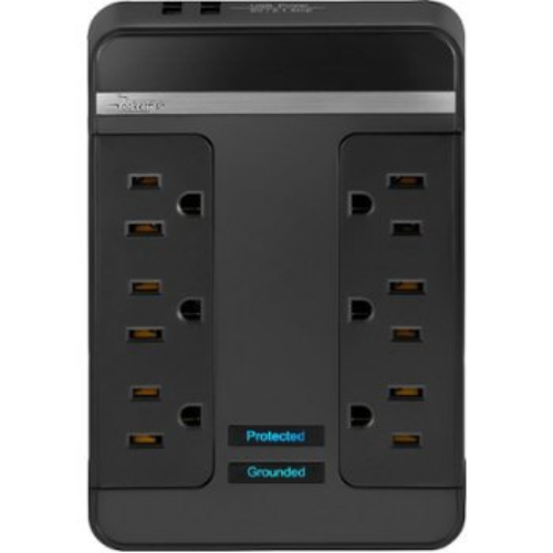 Open Box - Rocketfish RF-HTS1615 6-Outlet/2-USB Swivel Wall Tap Surge Protector Black