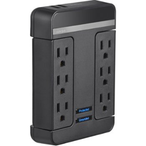 Open Box - Rocketfish RF-HTS1615 6-Outlet/2-USB Swivel Wall Tap Surge Protector Black