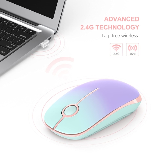 Wireless Mouse, Vssoplor 2.4G Slim Portable Computer Mice with Nano Receiver for Notebook, PC, Laptop, Computer (Mint Green