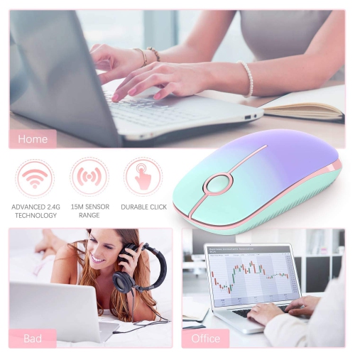 Wireless Mouse, Vssoplor 2.4G Slim Portable Computer Mice with Nano Receiver for Notebook, PC, Laptop, Computer (Mint Green