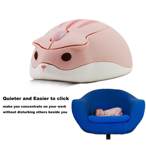 2.4GHz Wireless Mouse Cute Hamster Shape Less Noice Portable Mobile Optical 1200DPI USB Mice Cordless Mouse for PC Laptop Computer Notebook MacBook