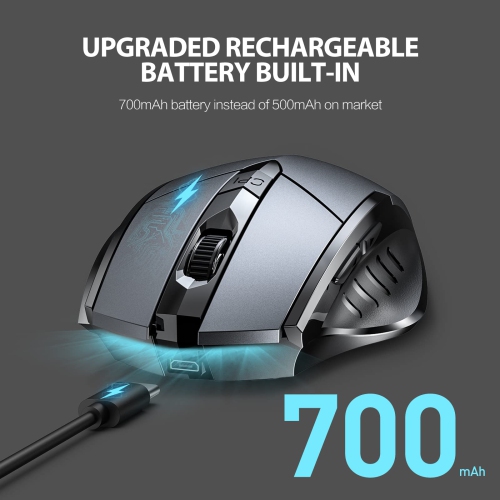 Bluetooth Mouse, Inphic Multi-Device Silent Rechargeable Bluetooth Wireless Mouse, 1600DPI Ergon