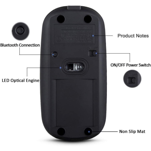 Rechargeable Bluetooth Mouse for MacBook Pro Wireless Bluetooth Mouse for Mac Laptop MacBook Air Windows Notebook MacBook(Bl