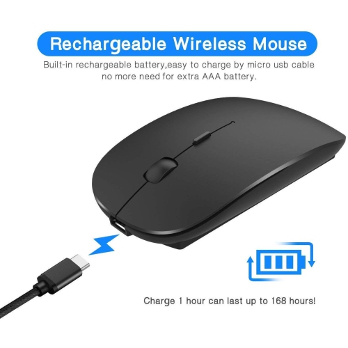 Rechargeable Bluetooth Mouse for MacBook Pro Wireless Bluetooth Mouse for Mac Laptop MacBook Air Windows Notebook MacBook(Bl
