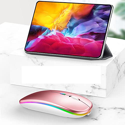 LED Bluetooth Mouse, Rechargeable Wireless Mouse, Compatible for Tablet Chromebook Windows PC Laptop, Black