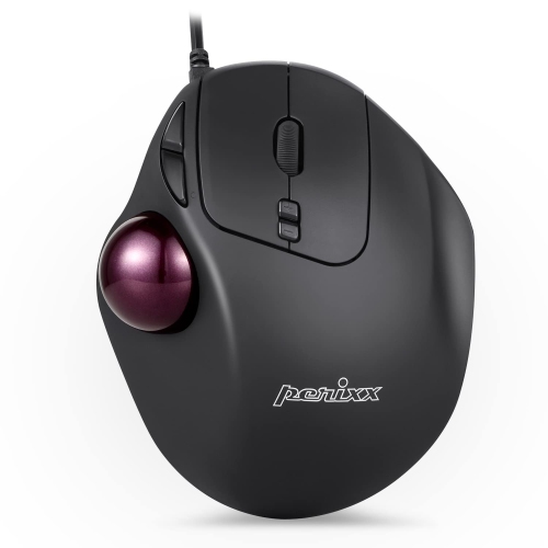 Perixx PERIMICE-517 Wired Ergonomic Trackball Mouse - 7 Button Design - DPI 400/1000