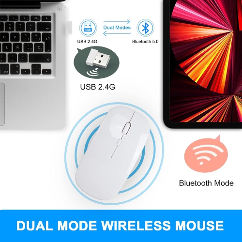 Luonih Rechargeable Wireless Bluetooth Mouse,Bluetooth 5.2+2.4G,3 Adjustable DPI,Silent Cordless Mouse with Bluetooth 5.0 /2
