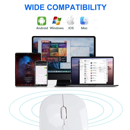 Luonih Rechargeable Wireless Bluetooth Mouse,Bluetooth 5.2+2.4G,3 Adjustable DPI,Silent Cordless Mouse with Bluetooth 5.0 /2