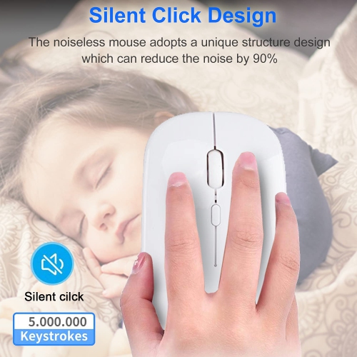 Luonih Rechargeable Wireless Bluetooth Mouse,Bluetooth 5.2+2.4G,3 Adjustable DPI,Silent Cordless Mouse with Bluetooth 5.0 /2