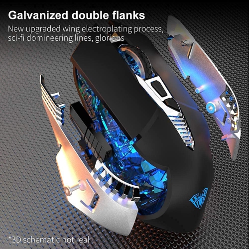 Bluetooth Mouse, Rechargeable Wireless Gaming Mouse Multi Device(BT5.0+BT3.0+2.4G) with Side Buttons, RGB LED Backlit, Ergon