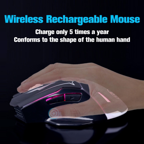 Wireless Gaming Mouse, VEGCOO C8 Silent Click Wireless Rechargeable Mouse with Colorful LED Lights and 2400/1600/1000 DPI fo