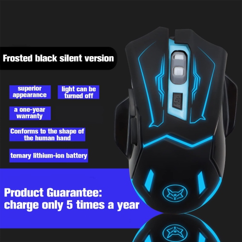 Wireless Gaming Mouse, VEGCOO C8 Silent Click Wireless Rechargeable Mouse with Colorful LED Lights and 2400/1600/1000 DPI fo