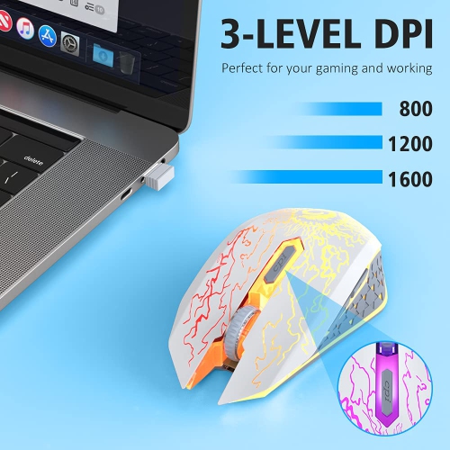 VersionTECH. Wireless Gaming Mouse, Rechargeable Computer Mouse Mice with Colorful LED Lights, Silent Click, 2.4G USB Nano R