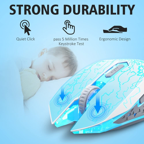 VersionTECH. Wireless Gaming Mouse, Rechargeable Computer Mouse Mice with Colorful LED Lights, Silent Click, 2.4G USB Nano R