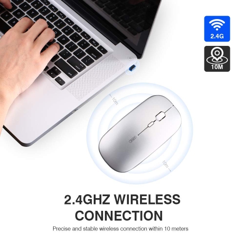INPHIC Wireless Mouse, Slim Silent Click Rechargeable 2.4G Wireless Mice 1602DPI Mini Optical Portable Travel Cordless Mouse