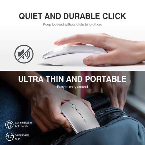 INPHIC Wireless Mouse, Slim Silent Click Rechargeable 2.4G Wireless Mice 1602DPI Mini Optical Portable Travel Cordless Mouse