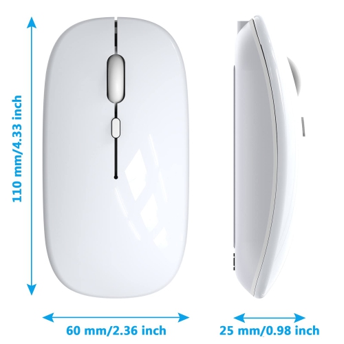 2.4G Computer Wireless Mouse, Bluetooth Mouse, Portable Silent Rechargeable Cordless Mice 3 Adjustable DPI for Laptop Deskto