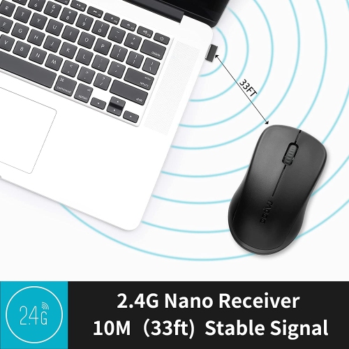 RAPOO 1680 2.4G Quiet Wireless Mouse, Portable USB Receiver, Long Range and Battery Life, Suitable for Desktop Computers Lap
