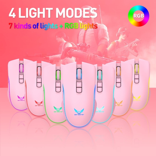 Rechargeable Wireless Gaming Mouse, RGB LED Backlit Mouse with 4 Adjustable DPI, 7 Button, 2.4G USB Optical Gaming Ergonomic