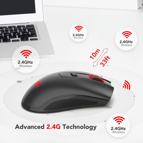 Redragon M652 Optical 2.4G Wireless Mouse with USB Receiver, 2400 DPI Portable Gaming & Office Mice, 5 Adjustable DPI Levels